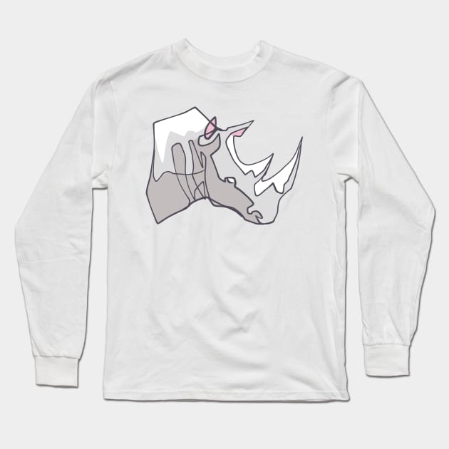 Hand drawn rhino head vector illustration Long Sleeve T-Shirt by bernardojbp